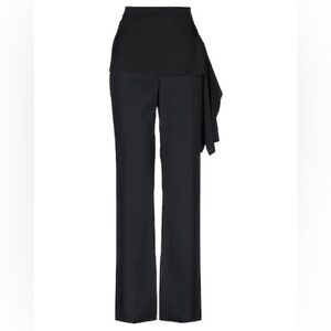 3.1 PHILLIP LIM Black Wool Blend Side Drape High Rise Wide Leg Pant, Size 8